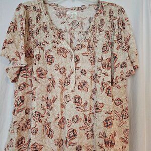 Maurices Women's Floral V Neck  Short Sleeve Tee Size XXL